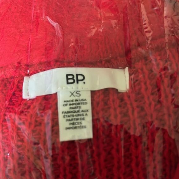 NWT BP Women’s Deep V-neck Fuzzy Tunic Sweater In Red Poinsettia Size S - Picture 5 of 5